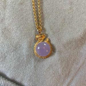 14k lavender jade dragon pendant